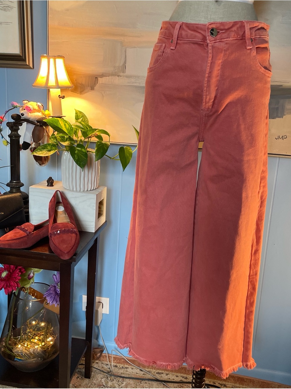 High-Rise Wide-Leg Jeans in Dusty Rose